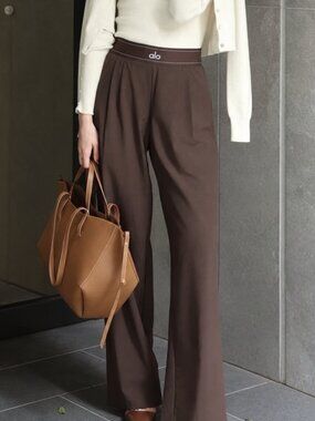Alo Yoga Espresso Suit Trouser XS🌲Minimalist Luxury Style🐾Regular 30" Inseam